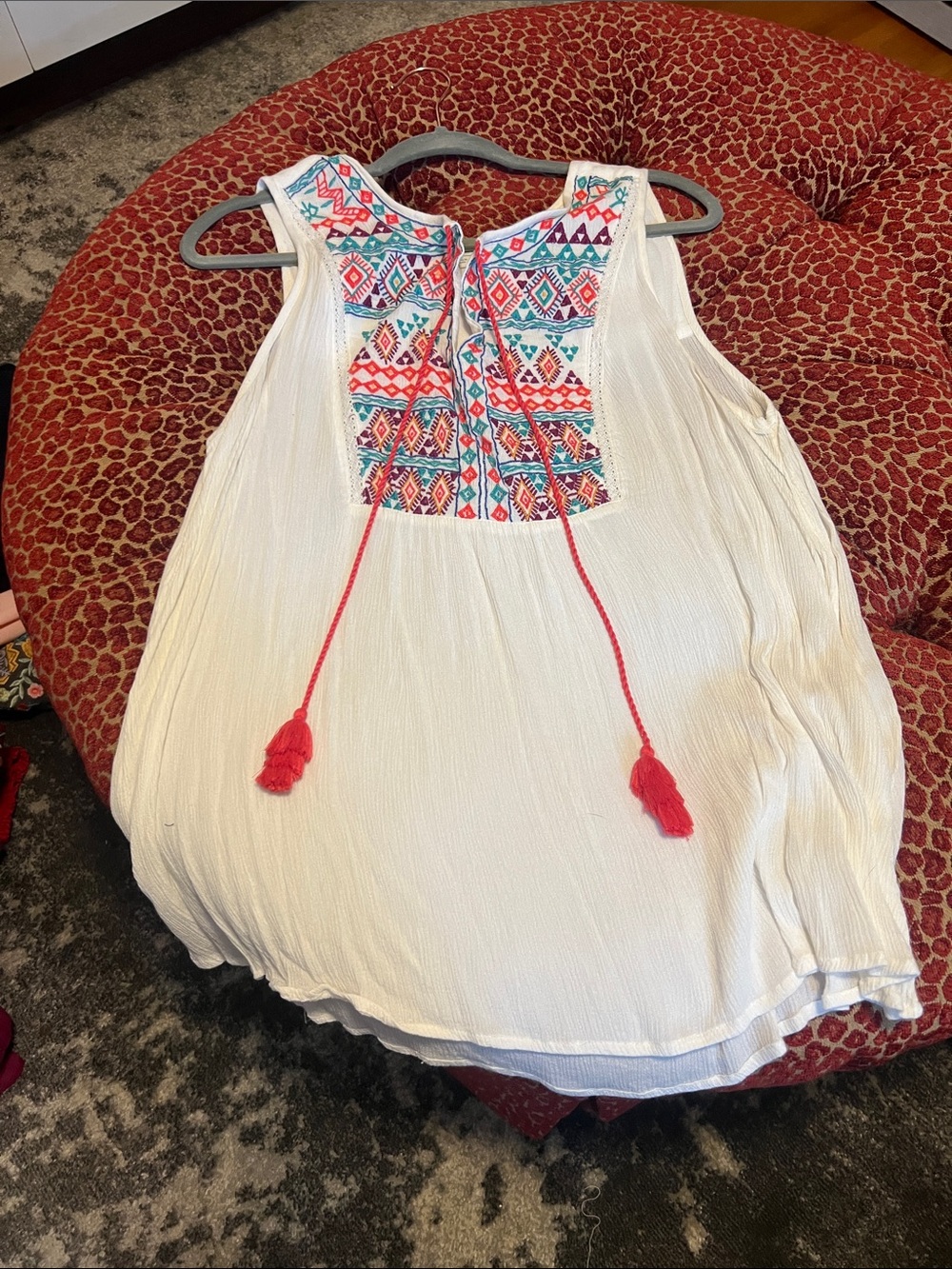 Sundance women’s gauzy tank with coral tassels